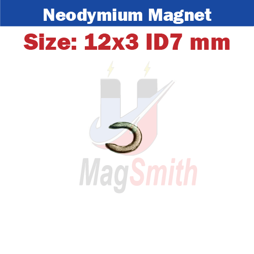 Semi-Circular Neodymium Ring Magnet 12x3mm (7mm ID)
